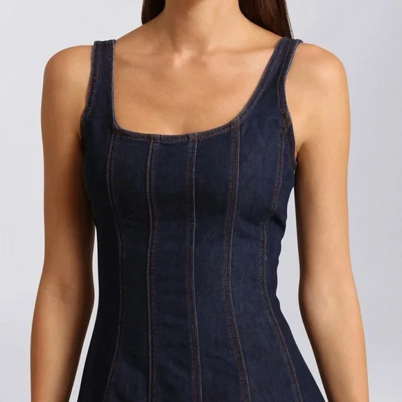 Brand New - AVEC LES FILLES Denim Fit-and-flare Midi Dress πβ¨ - Picture 8 of 13